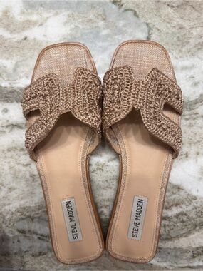 Steve Madden Tan Woven Haydn Slide Sandals